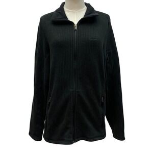 Patagonia Womens Full Zip Jacket XL Black Rib Knit Mock Neck Thermal